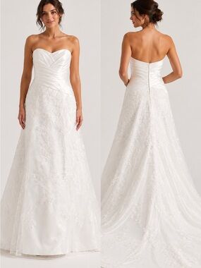 Couture Collection Wedding Dress Size 12 White Strapless Lace Bridal Gown
